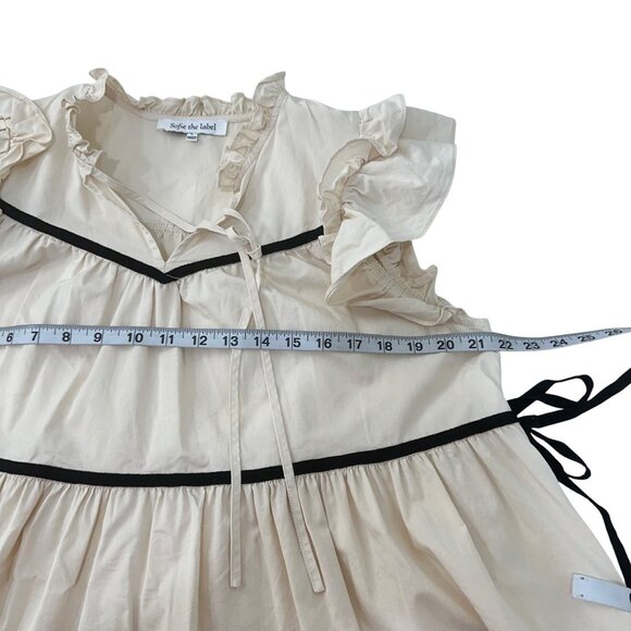 Sofie the label Ruffle Sleeve Tiered Mini Dress With Black Trim/Tie Detail Large - Picture 5 of 12